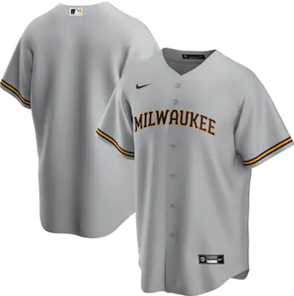 Men's Milwaukee Brewers Blank Grey Cool Base Stitched MLB Jersey